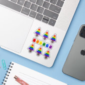 Lesbians Regenboogkerstboom en Cadeaus Sticker (Laptop met iPhone)