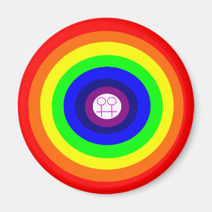 Lesbians Round Rainbow Magnet