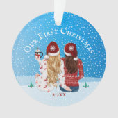 Lesbiennes eerste kerstsneeuw Foto homo Orname Ornament (voorkant)
