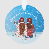 Lesbiennes eerste kerstsneeuw PHOTO gay Ornament (voorkant)