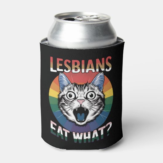 Lesbiennes Eet Wat Kat Humor LGBTQ Pride Flag Blikjeskoeler (Blikje Voorkant)