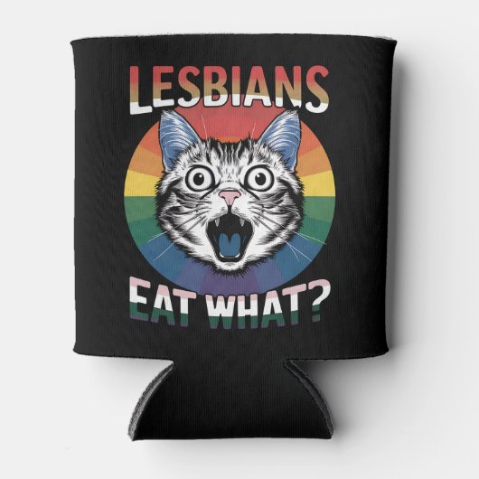 Lesbiennes Eet Wat Kat Humor LGBTQ Pride Flag Blikjeskoeler (Voorkant)