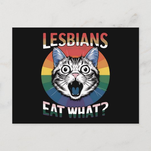Lesbiennes Eet Wat Kat Humor LGBTQ Pride Flag Briefkaart (Voorkant)
