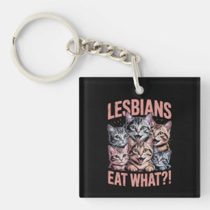 Lesbiennes Eten Wat Funny Cat Lesbienne LGBTQ Trot Sleutelhanger