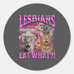 Lesbiennes Eten Wat_! Grappige Kat Gay Pride Lgbtq Ronde Sticker