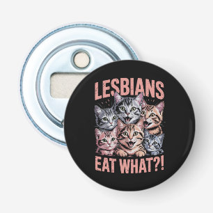Lesbiennes Eten Wat Grappige Kat Lesbienne LGBTQ T Button Flesopener
