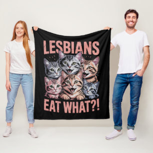 Lesbiennes Eten Wat Grappige Kat Lesbienne LGBTQ T Fleece Deken