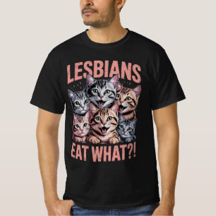 Lesbiennes Eten Wat Grappige Kat Lesbienne LGBTQ T T-shirt