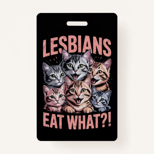 Lesbiennes Eten Wat Grappige Kat Lesbische LGBTQ P Badge (Voorkant)