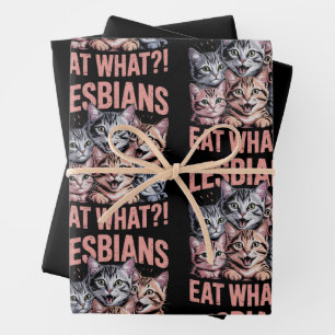 Lesbiennes Eten Wat Grappige Kat Lesbische LGBTQ P Inpakpapier Vel
