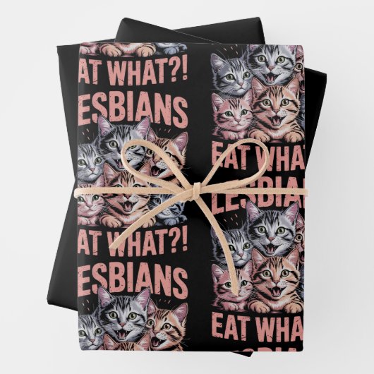 Lesbiennes Eten Wat Grappige Kat Lesbische LGBTQ P Inpakpapier Vel (In situ)