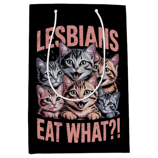 Lesbiennes Eten Wat Grappige Kat Lesbische LGBTQ P Medium Cadeauzakje (Voorkant)