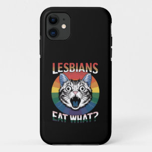 Lesbiennes eten wat kat humor LGBTQ Pride vlag Case-Mate iPhone Case