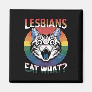 Lesbiennes eten wat kat humor LGBTQ Pride vlag Magneet