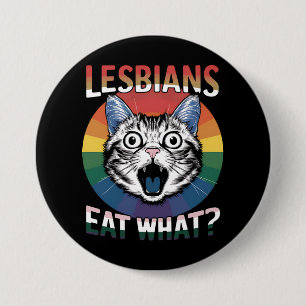 Lesbiennes eten wat kat humor LGBTQ Pride vlag  Ronde Button 7,6 Cm