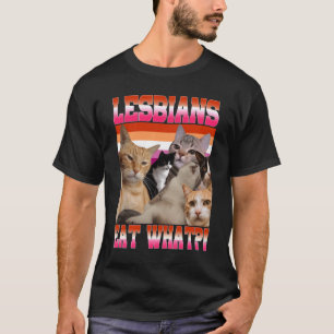 Lesbiennes Eten Wat Kat Pride Lgbtq Pun Vlag Meme  T-shirt