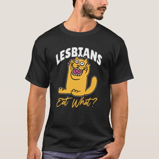 Lesbiennes Eten Wat Kat T-shirt (Voorkant)