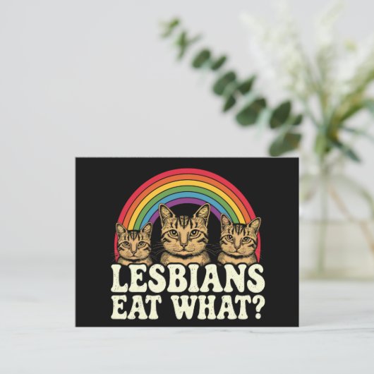 Lesbiennes eten wat  LGBT Pride Maand Meme Briefkaart (Staand voorkant)