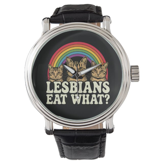 Lesbiennes eten wat  LGBT Pride Maand Meme Horloge (Voorkant)