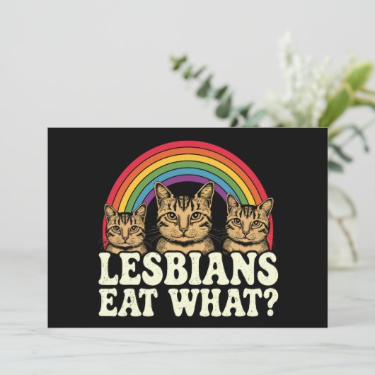 Lesbiennes eten wat LGBT Pride Maand Meme Kaart (Staand voorkant)