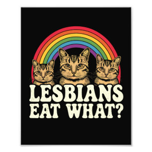 Lesbiennes eten wat vintage LGBT Pride Month meme Foto Afdruk