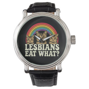 Lesbiennes eten wat Vintage LGBT Pride Month Meme Horloge