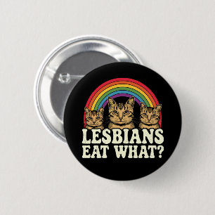 Lesbiennes eten wat Vintage LGBT Pride Month Meme Ronde Button 5,7 Cm