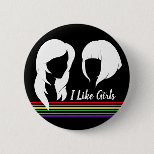 Lesbiennes ik hou van meisjes Gay Women Pride Ronde Button 5,7 Cm