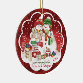 lesbiennes, zussen en Vriendin, sneeuwvrouwen, Keramisch Ornament (Rechts)