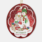 lesbiennes, zussen en Vriendin, sneeuwvrouwen, Keramisch Ornament (Links)