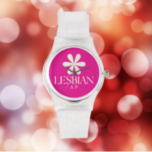 Lesbisch AF Witte Bloem Horloge