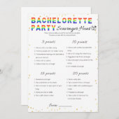 Lesbisch Bachelorette Party Spel, Scavenger Hunt Kaart (Voorkant / Achterkant)