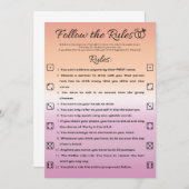 Lesbisch Bachelorette Party Spel, Volg de regels Kaart (Voorkant / Achterkant)