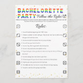 Lesbisch Bachelorette Party Spel, Volg de regels Kaart (Voorkant)