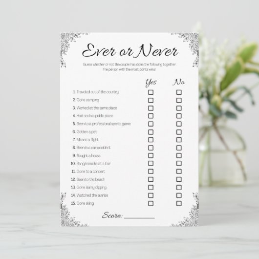 Lesbisch Bruiloft Douche Spel, Paar Ooit of Nooit Kaart (Staand voorkant)