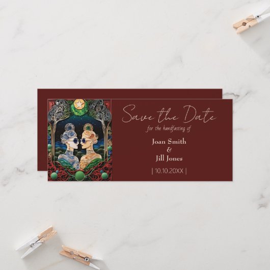 Lesbisch Bruiloft Save the Date (Voorkant / Achterkant in situ)