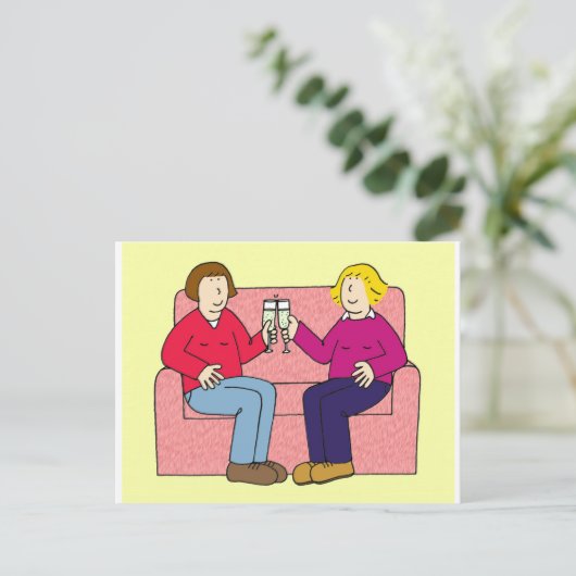 Lesbisch echtpaar gefeliciteerd. briefkaart (Staand voorkant)