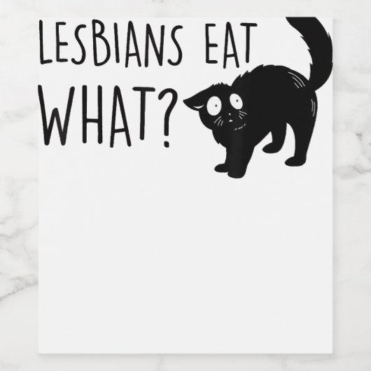 Lesbisch Eet Wat LGBT Grappig Zwart Kat Wijn Etiket (Enkel label)
