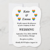 Lesbisch Gay LGBTQ Regenboog Hart Bruiloft Kaart (Voorkant)