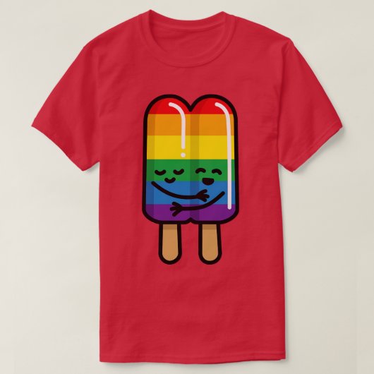 Lesbisch Gay paar popsicle Rainbow LGBT liefde T-shirt (Design voorkant)