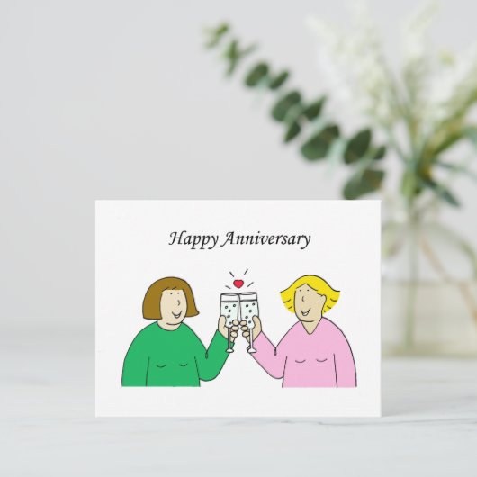 Lesbisch Happy Jubileum Briefkaart (Staand voorkant)