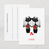 Lesbisch Huwelijk Cool Kat Lieve Bruiden Trouwen RSVP Kaartje (Voorkant / Achterkant)