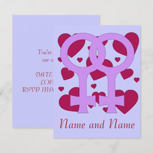 Lesbisch Huwelijk Hartjes Kaart (Voorkant / Achterkant)