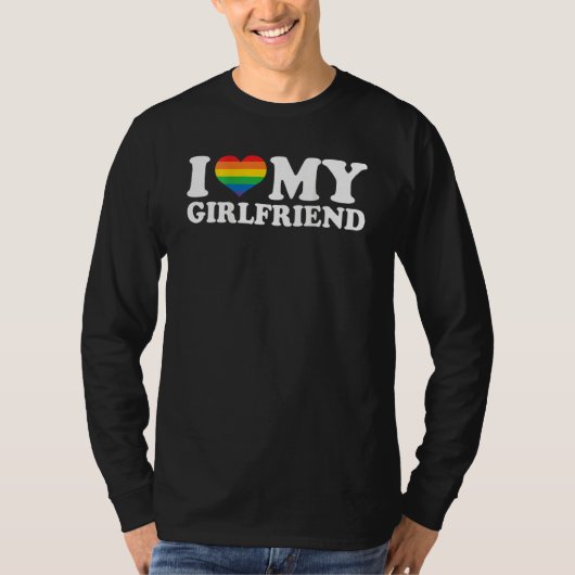 Lesbisch Ik hou van mijn Vriendin LGBT hart Mijn G T-shirt (Voorkant)