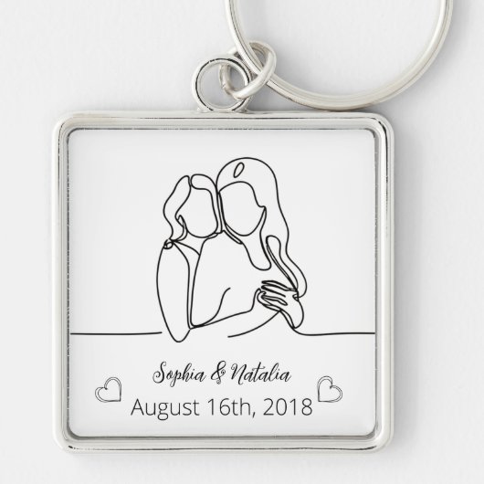 Lesbisch Jubileum Elegant Gepersonaliseerde Lijnku Sleutelhanger (Voorkant)