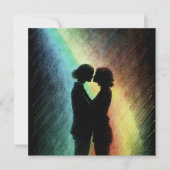 Lesbisch koppel in regenboog feestdagenkaart (Voorkant)