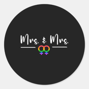 Lesbisch Lgbt-huwelijksfeest voor mevrouw en mevro Ronde Sticker