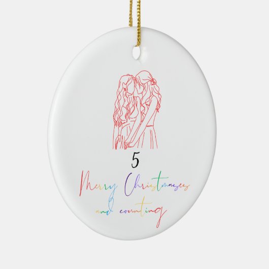 Lesbisch Liefde Kerstmis Ornament (rood) (Rechts)