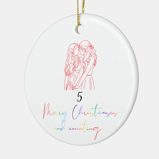 Lesbisch Liefde Kerstmis Ornament (rood) (Links)