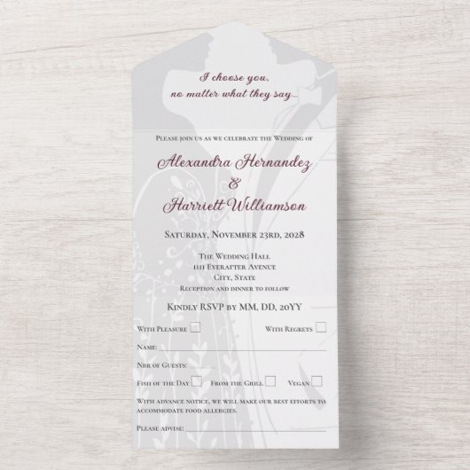 Lesbisch paar bruiloft uitnodiging (Binnen)